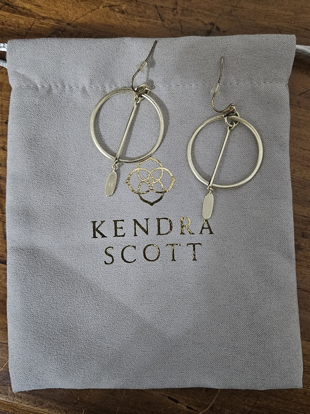 Kendra Scott Gold Circle Bar Drop Earrings with Tag Accent